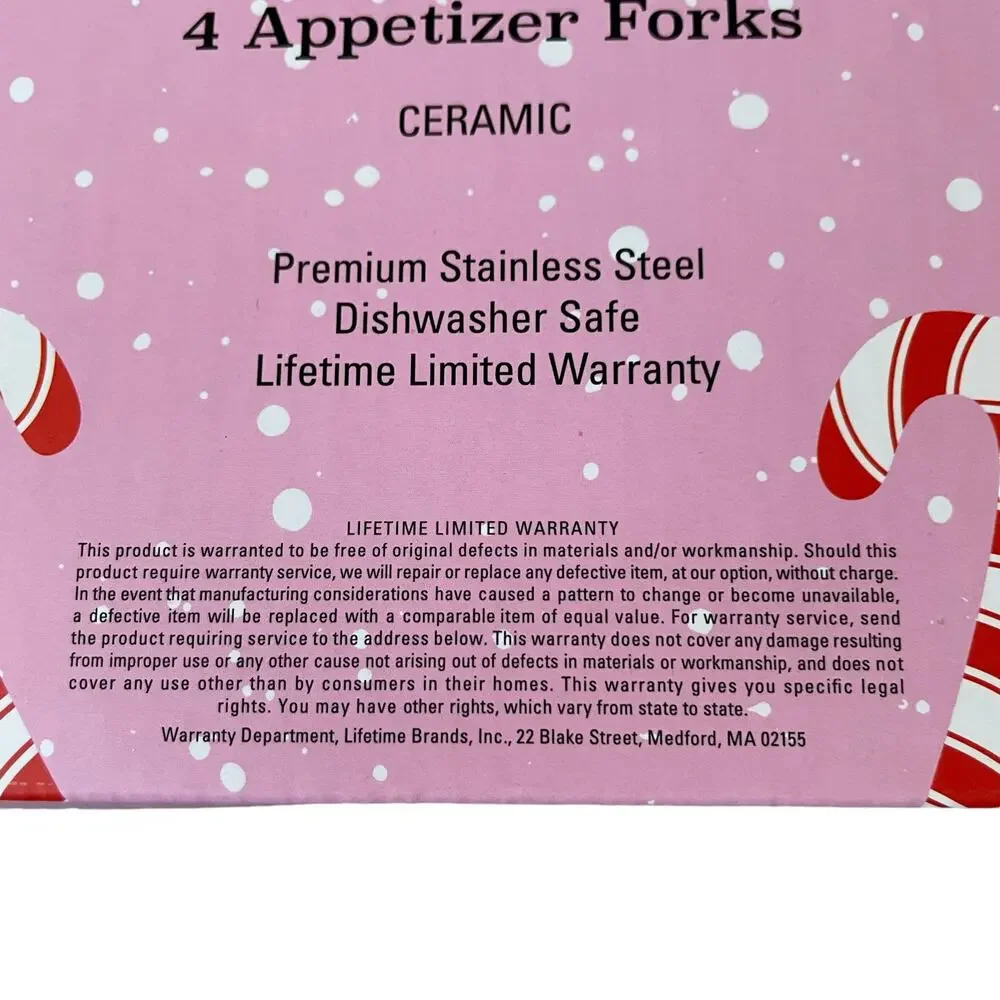Christmas Candy Cane Peppermint Appetizer Forks Set of 4